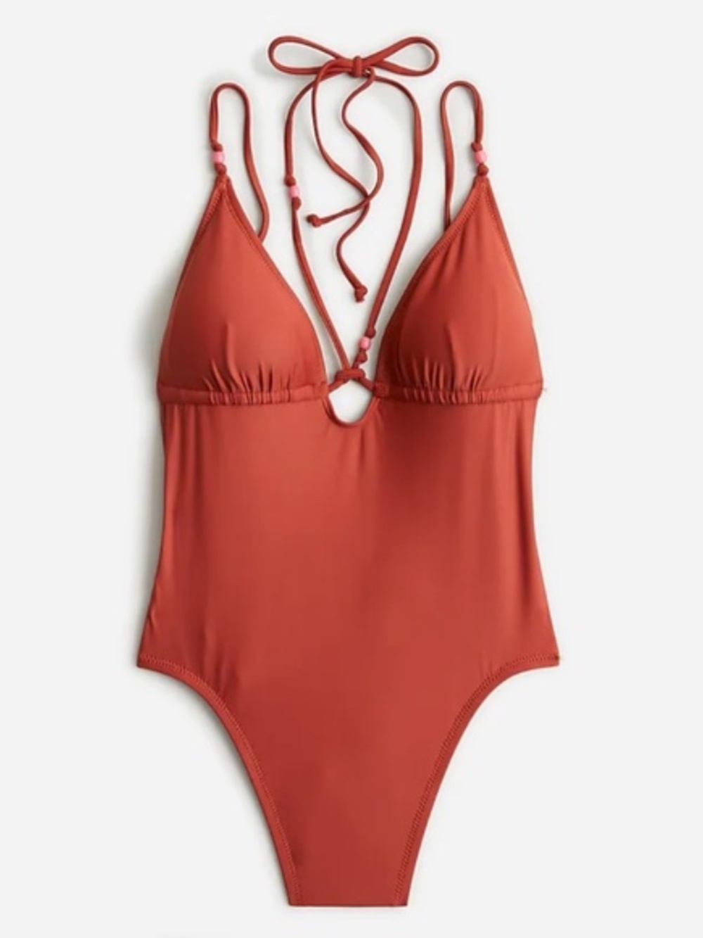 J.Crew Strappy Plunge One Piece Swimsuit | Beaded Detail Swimwear - Picture 3 of 6